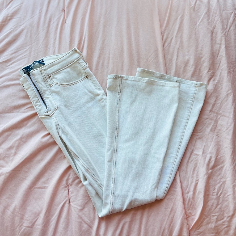 hollister white high rise vintage flare jeans